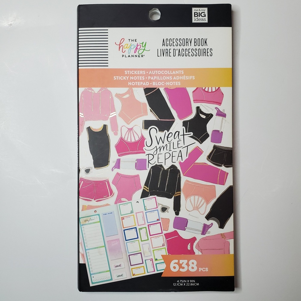 The Happy Planner Accessory Book Sweat Smile Repeat Fitness Stickers PPSA-15